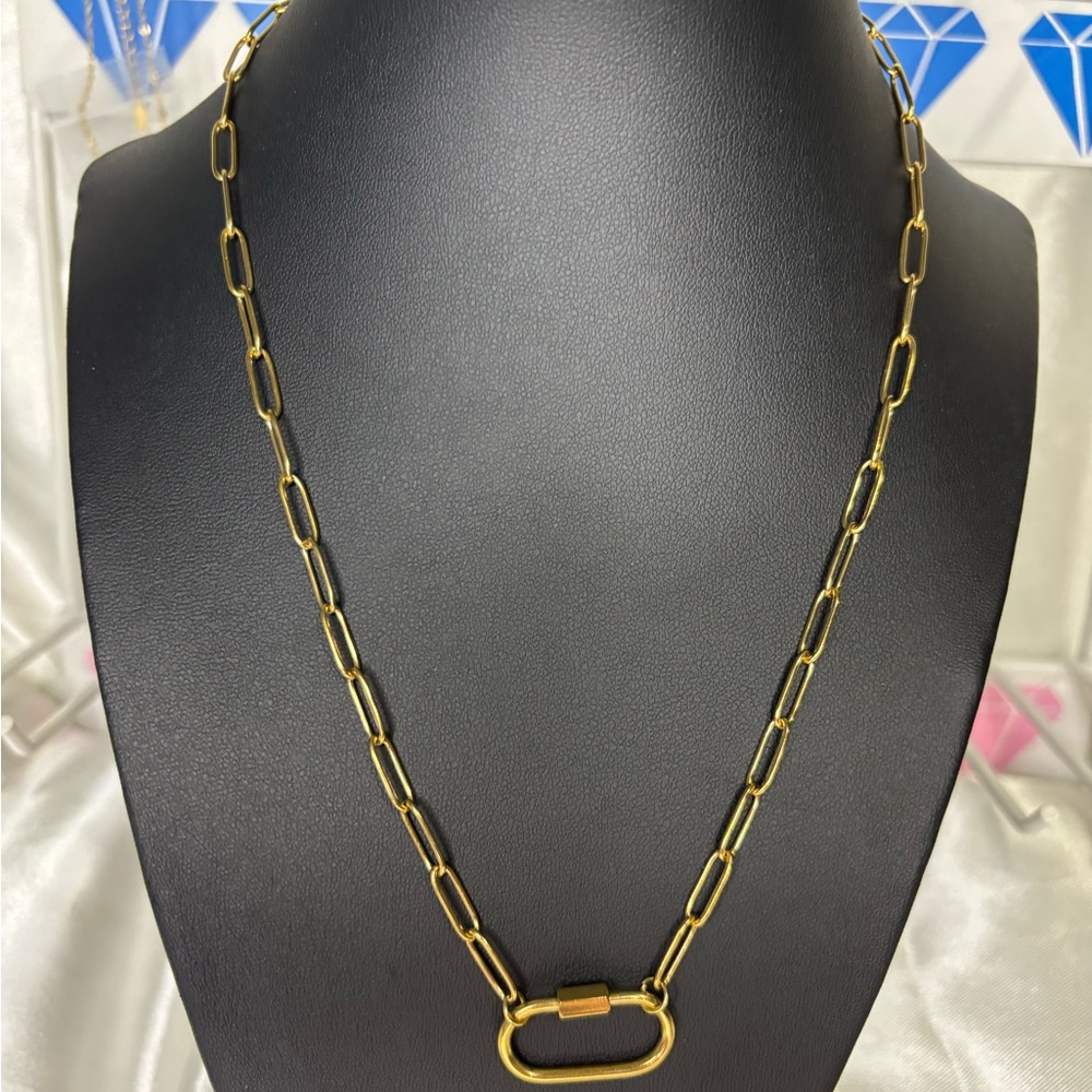 18k Gold Plated Paper Clip Chain Necklace